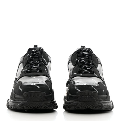 Balenciaga Technical Fabric Allover Logo Mens Triple S Sneakers 45 Black White 2 of 11