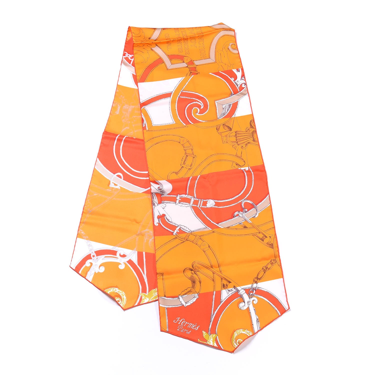 Hermes Silk Instruction Du Roy Bayadere Maxi Twilly Vermillion Orange 1 of 5