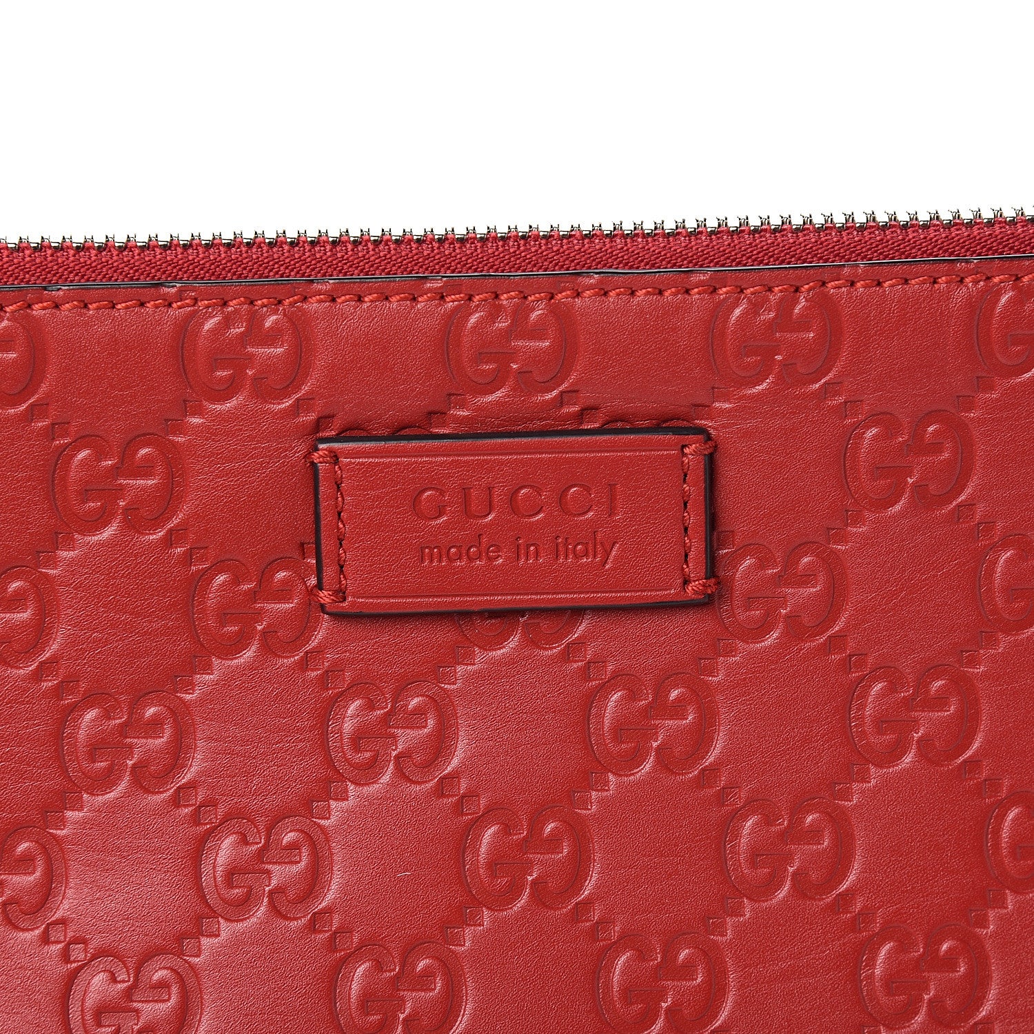 Gucci Guccissima Small Zip Wristlet Pouch Red 9 of 9