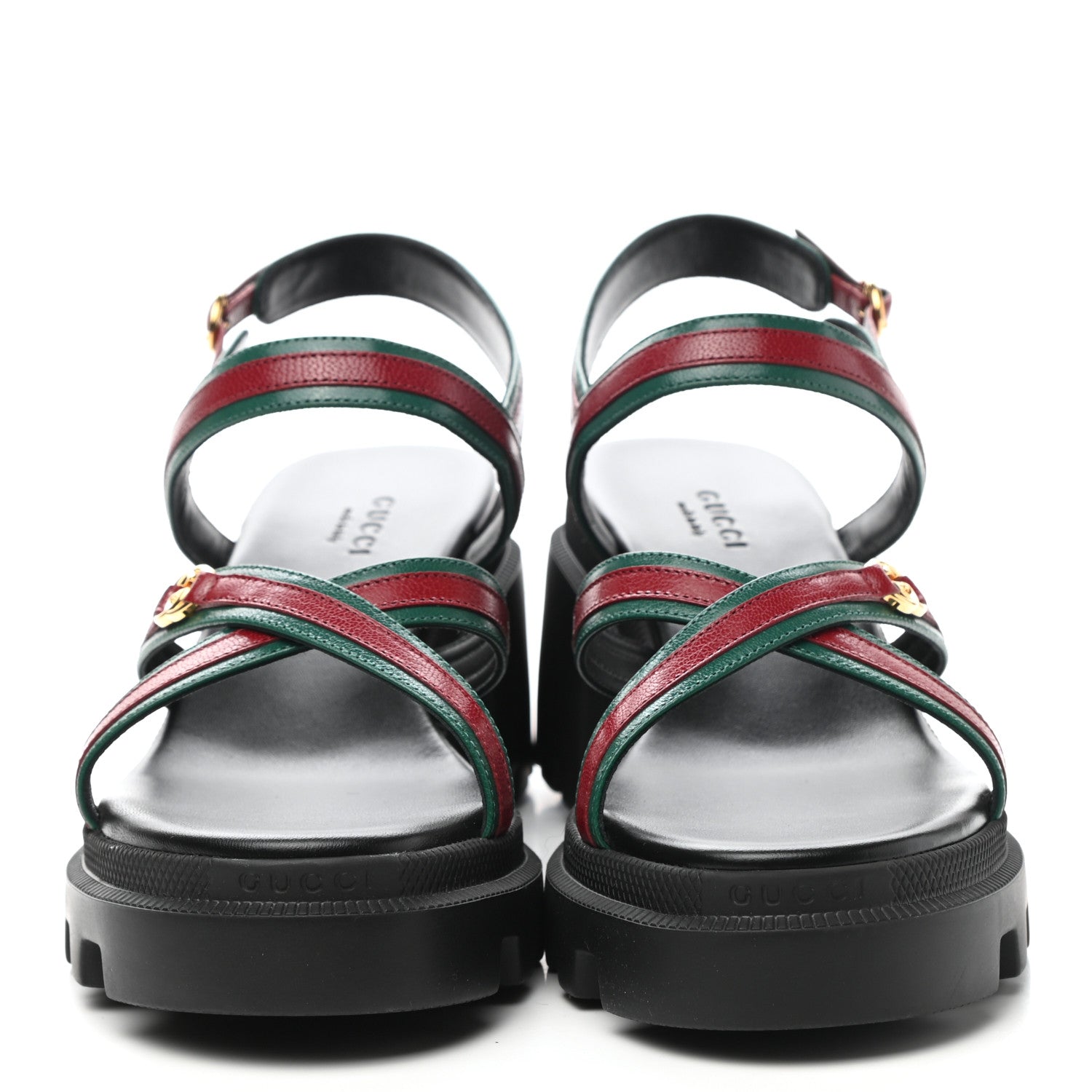 Gucci Nappa Platform Lug Sole Sandals 38 Black 3 of 9