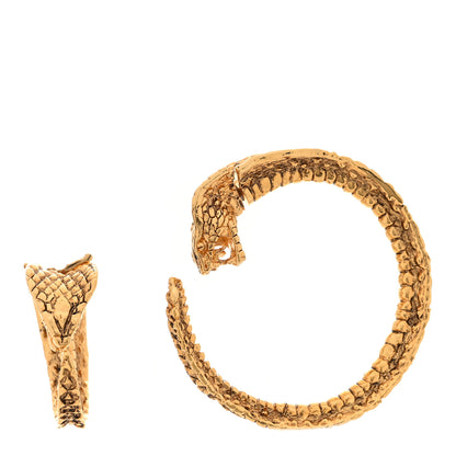 Saint Laurent Metal Asymmetrical Cobra Earrings Gold 1 of 5
