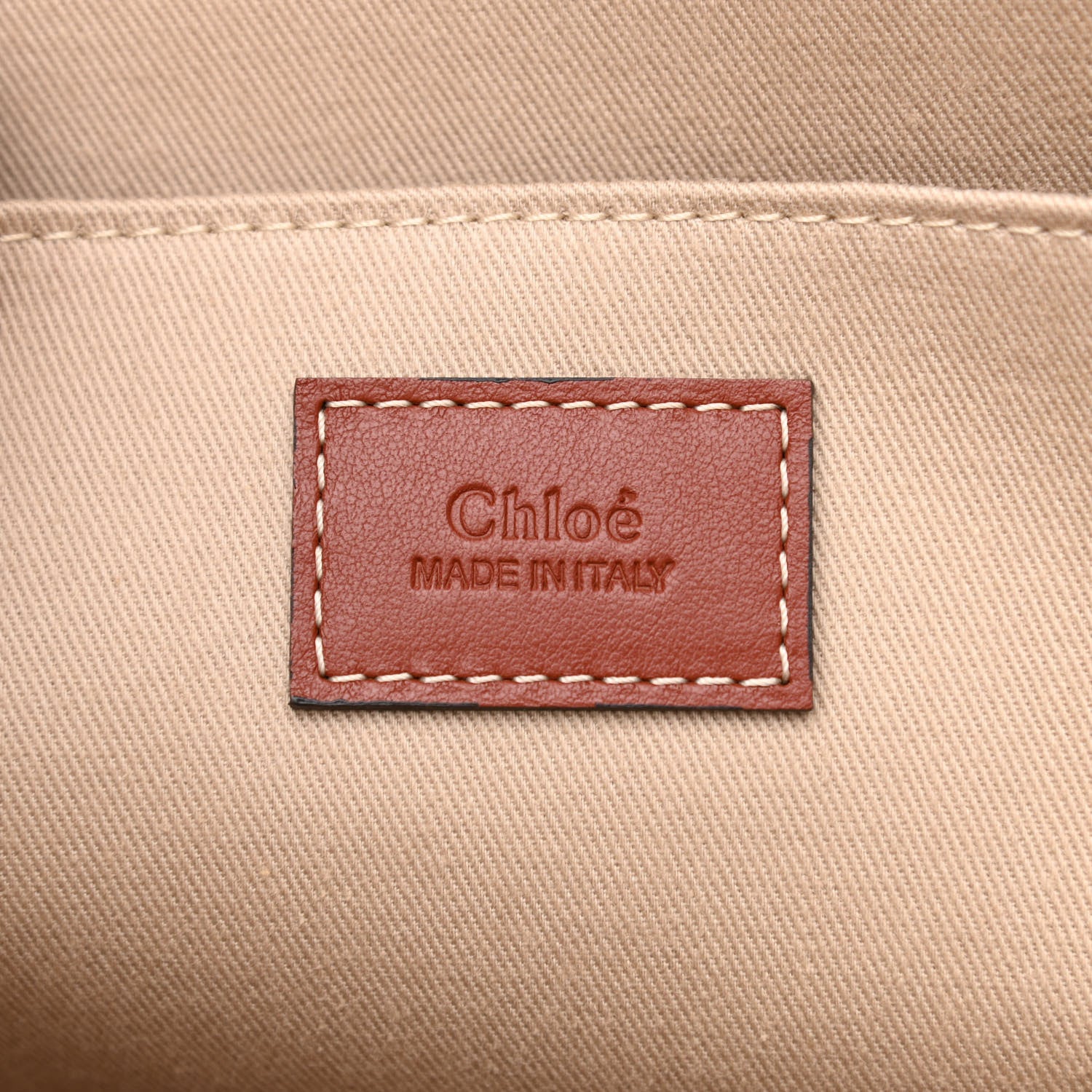 Chloe Cotton Calfskin Large Woody Ribbon Tote White Brown 6 of 10