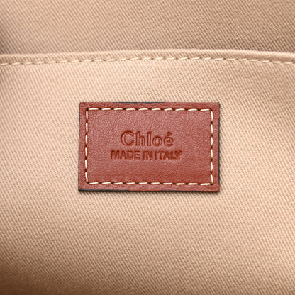Chloe Cotton Calfskin Large Woody Ribbon Tote White Brown 6 of 10