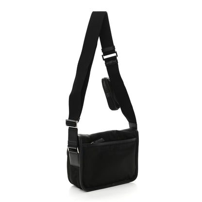 Prada Tessuto Nylon Saffiano Pocket Double Snap Buckle Messenger Shoulder Bag Black 3 of 11