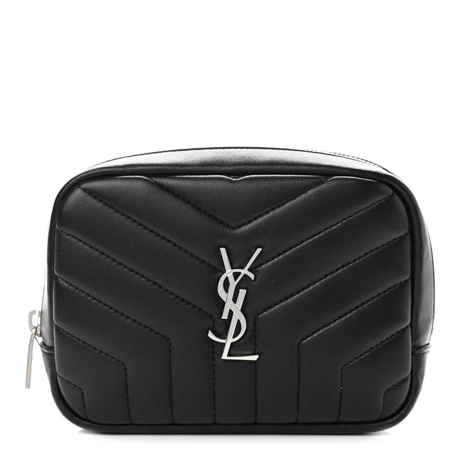 Saint Laurent Lambskin Y Quilted Monogram Loulou Cosmetic Case Black 1 of 10