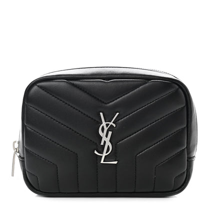 Saint Laurent Lambskin Y Quilted Monogram Loulou Cosmetic Case Black 1 of 10