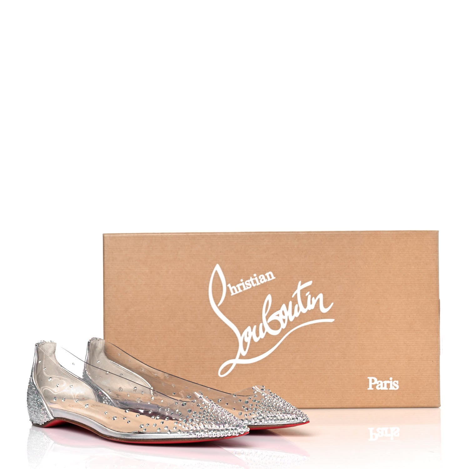 Christian Louboutin PVC Paill Hotfix Degrastrass Flats 37 Silver 8 of 8