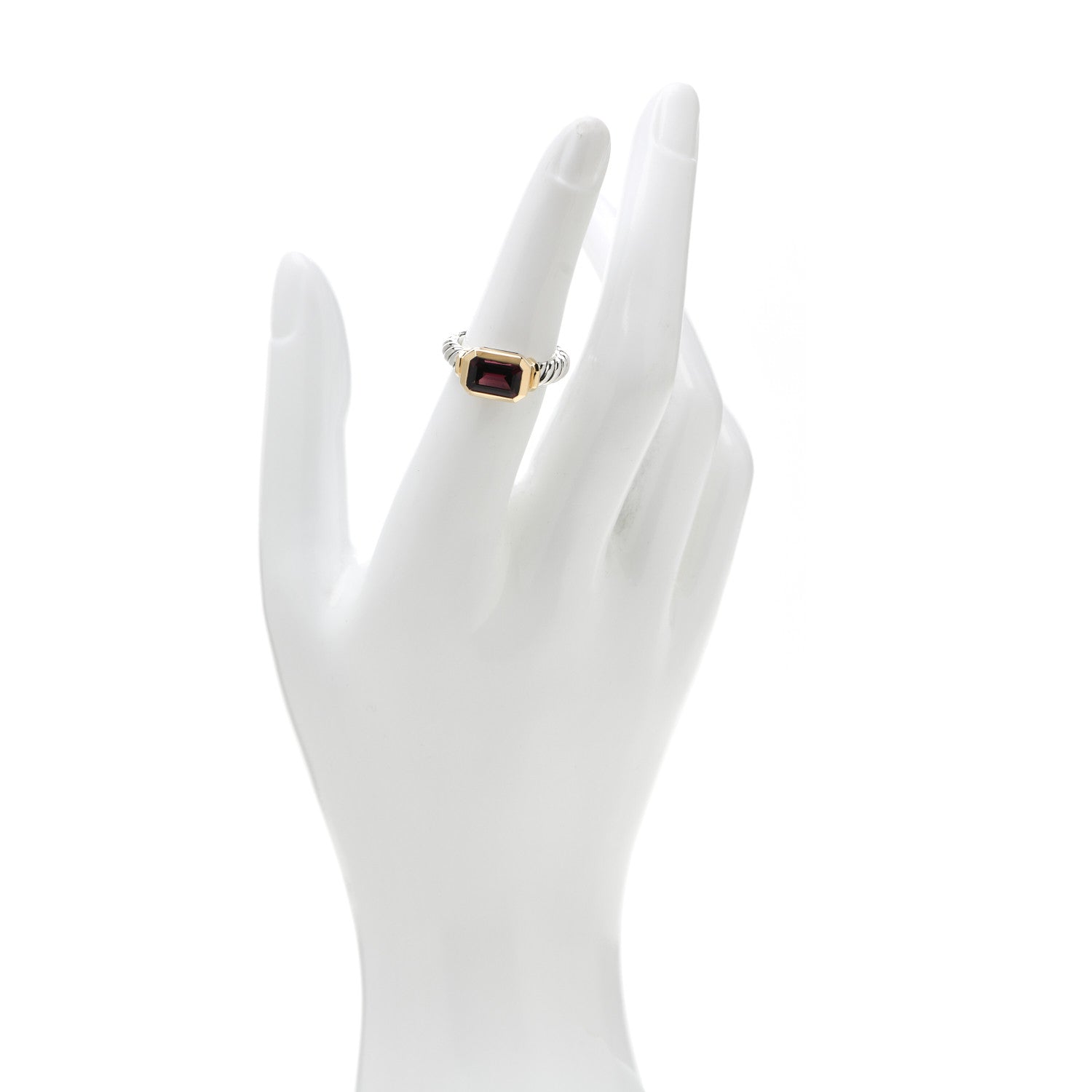 David Yurman Sterling Silver 18K Yellow Gold Rhodolite Novella Ring 52 6 2 of 5