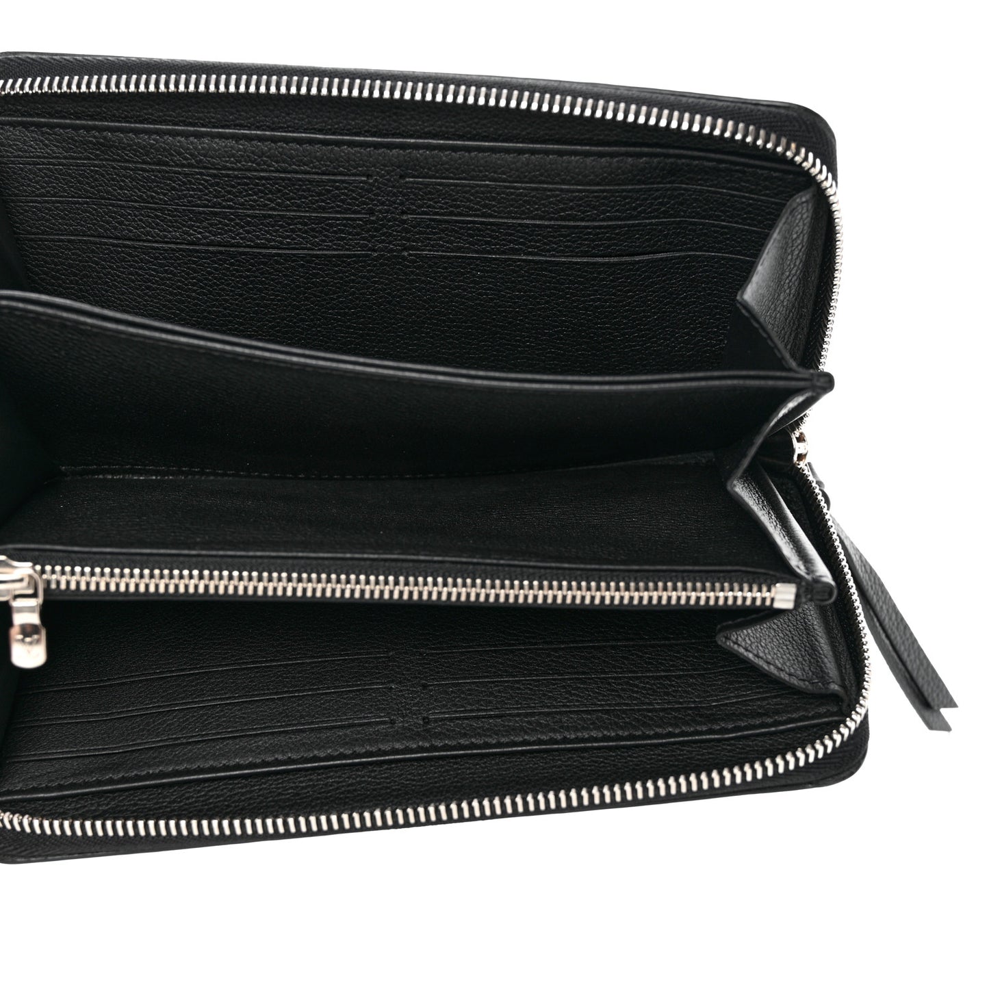 Calfskin Zippy Lockme Wallet Black