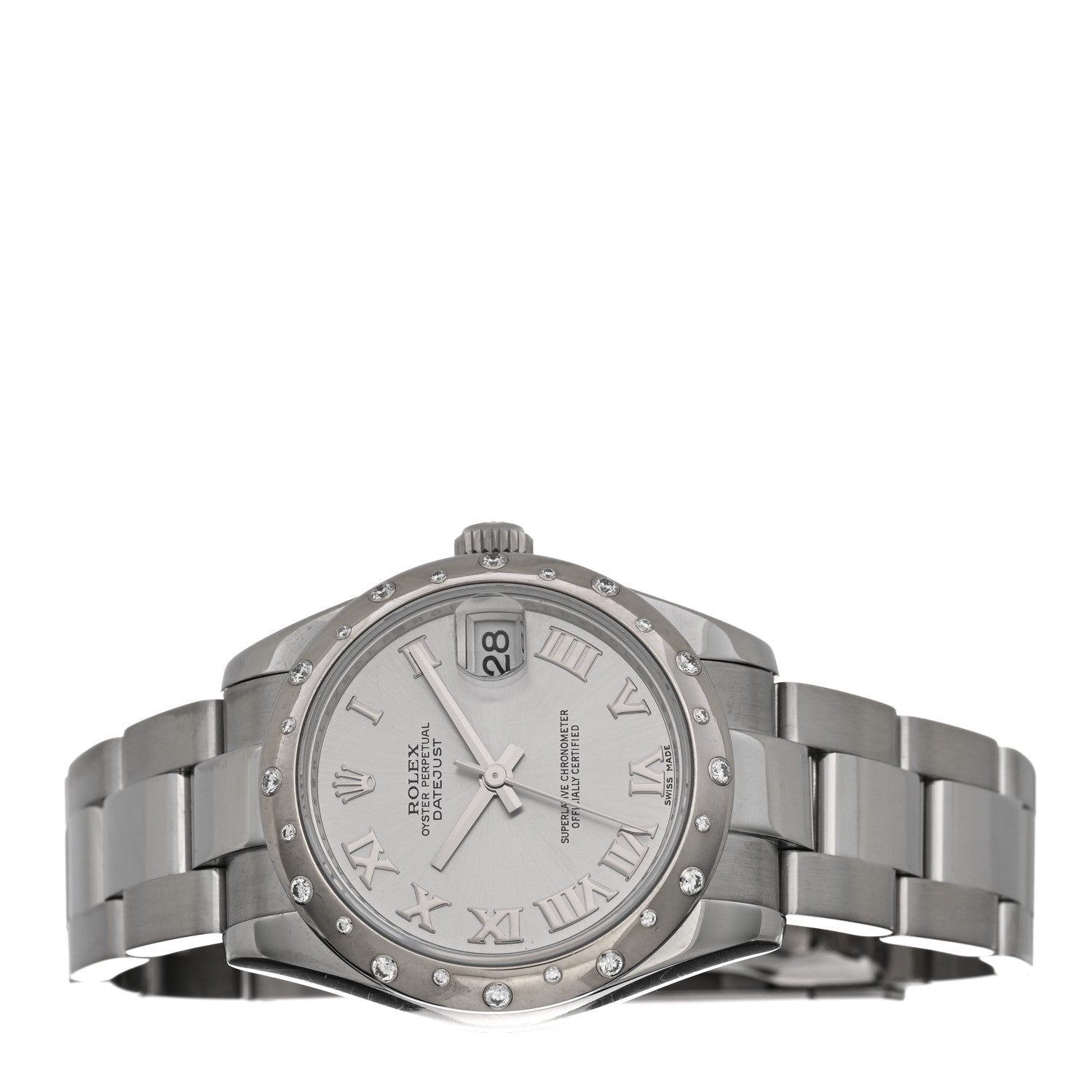 Rolex Stainless Steel 18K White Gold Diamond 31mm Oyster Perpetual Datejust Watch Silver Roman 178344 2 of 4