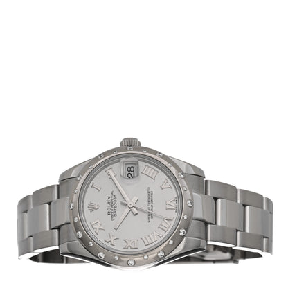 Rolex Stainless Steel 18K White Gold Diamond 31mm Oyster Perpetual Datejust Watch Silver Roman 178344 2 of 4