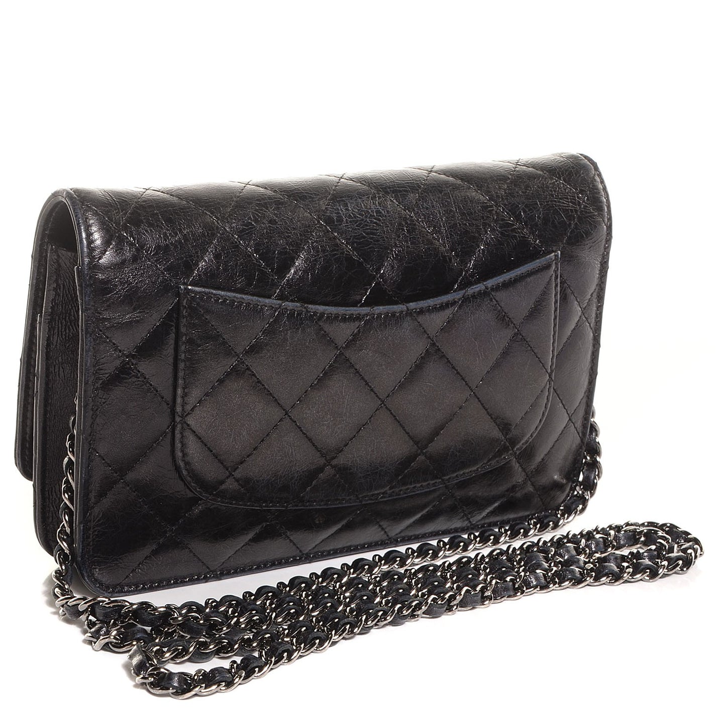 Aged Calfskin Reissue Wallet On Chain WOC Metallic Black