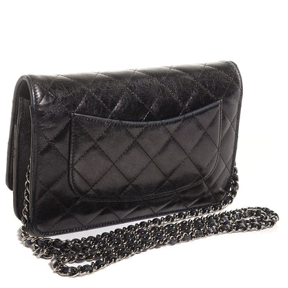 Chanel Aged Calfskin Reissue Wallet On Chain WOC Metallic Black 3 of 7
