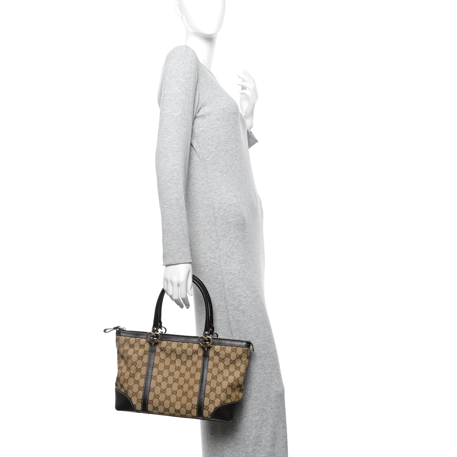 Gucci Monogram Small Lovely Heart Tote Dark Brown 2 of 14