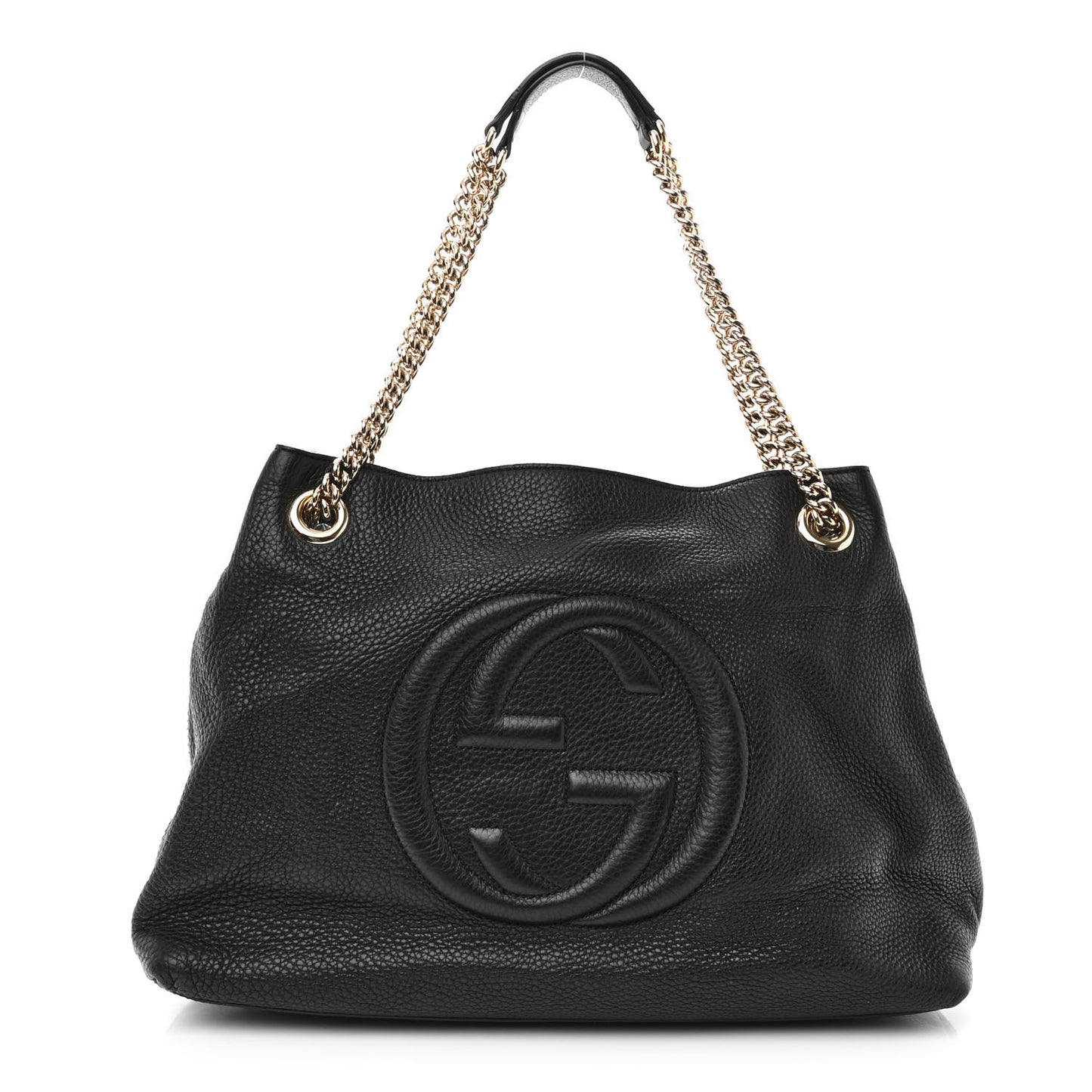 Pebbled Calfskin Medium Soho Chain Shoulder Bag Black