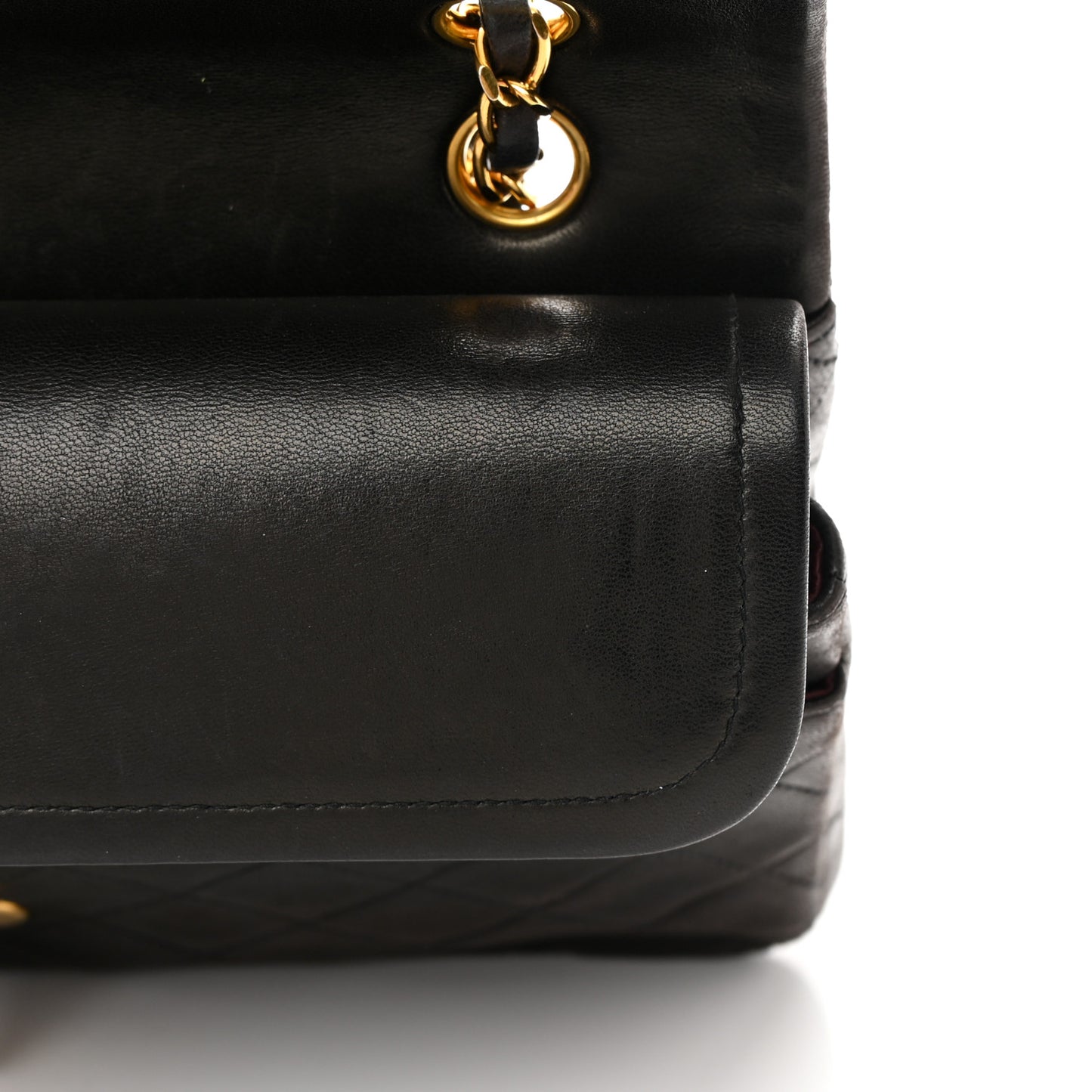 Lambskin Quilted Medium Double Flap Black
