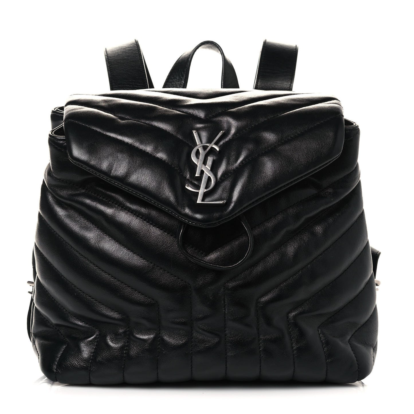 Calfskin Y Quilted Monogram Small Loulou Backpack Black