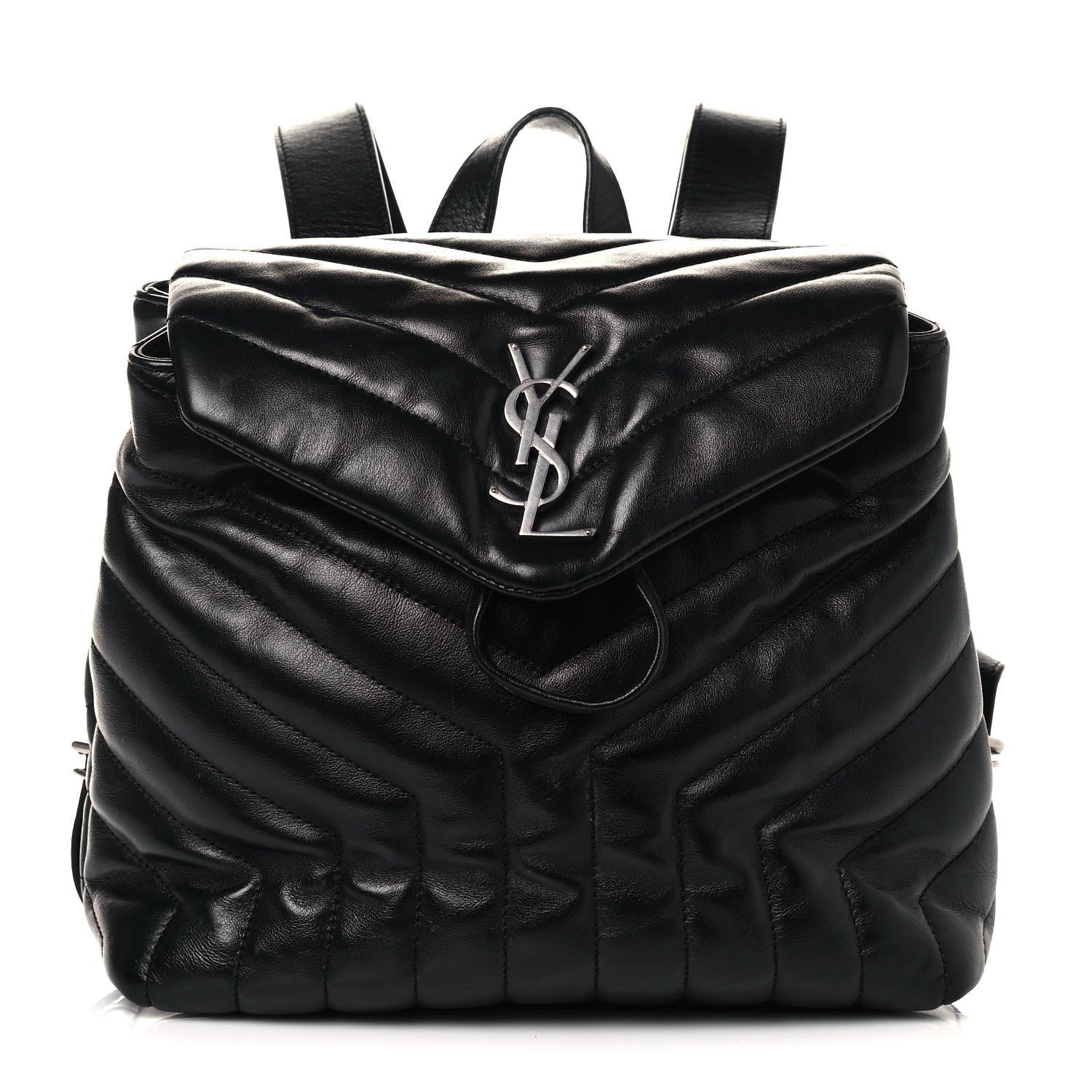 Saint Laurent Calfskin Y Quilted Monogram Small Loulou Backpack Black 1 of 16