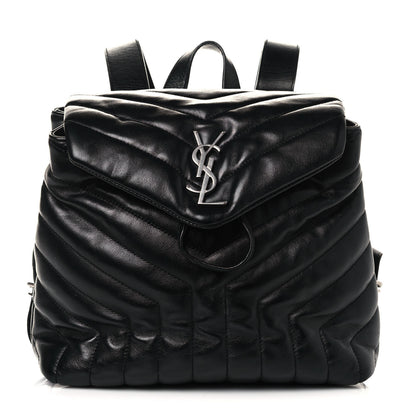 Saint Laurent Calfskin Y Quilted Monogram Small Loulou Backpack Black 1 of 16