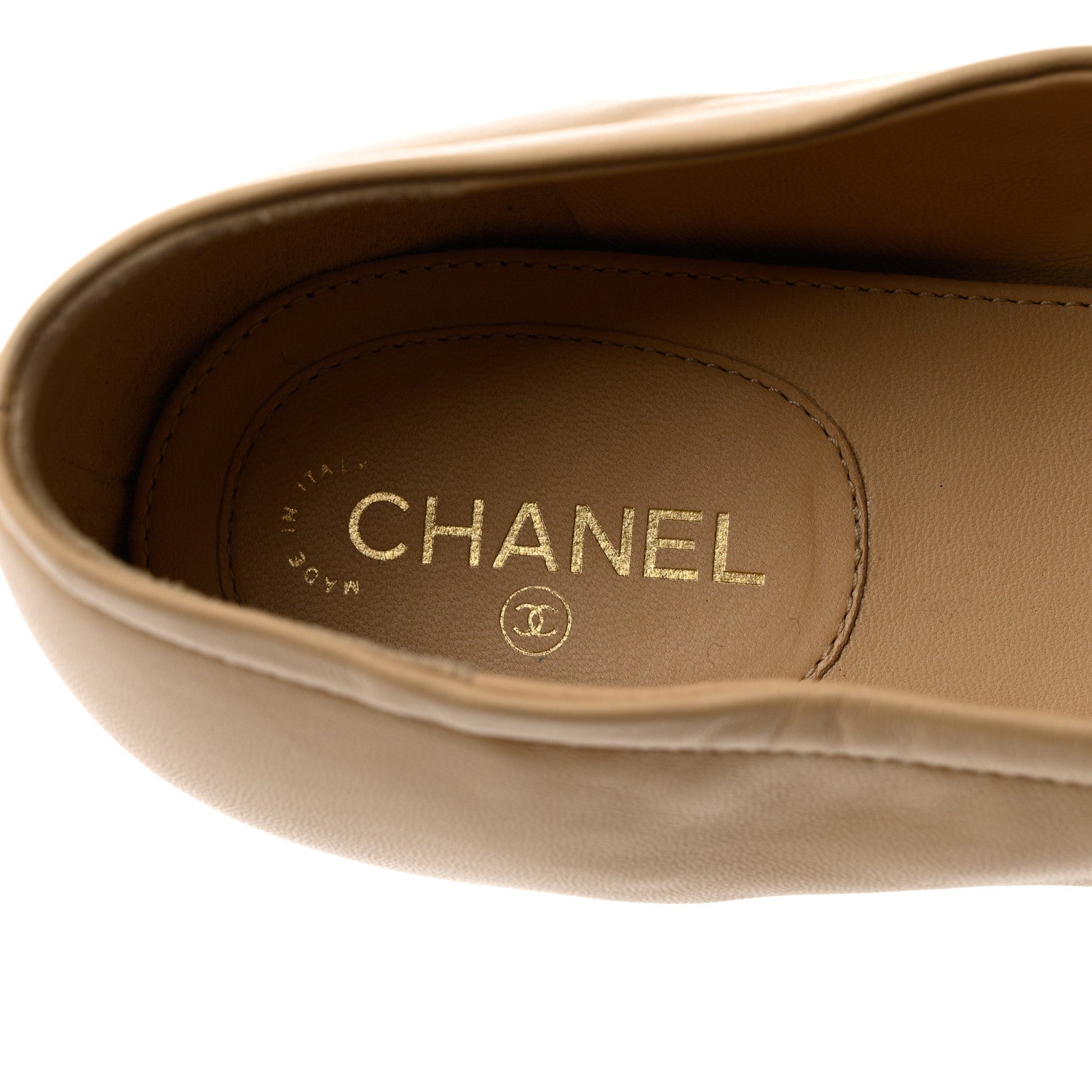 Chanel Lambskin Grosgrain Pearl Cap Toe Ballerina Flats 40 Beige Black 7 of 11