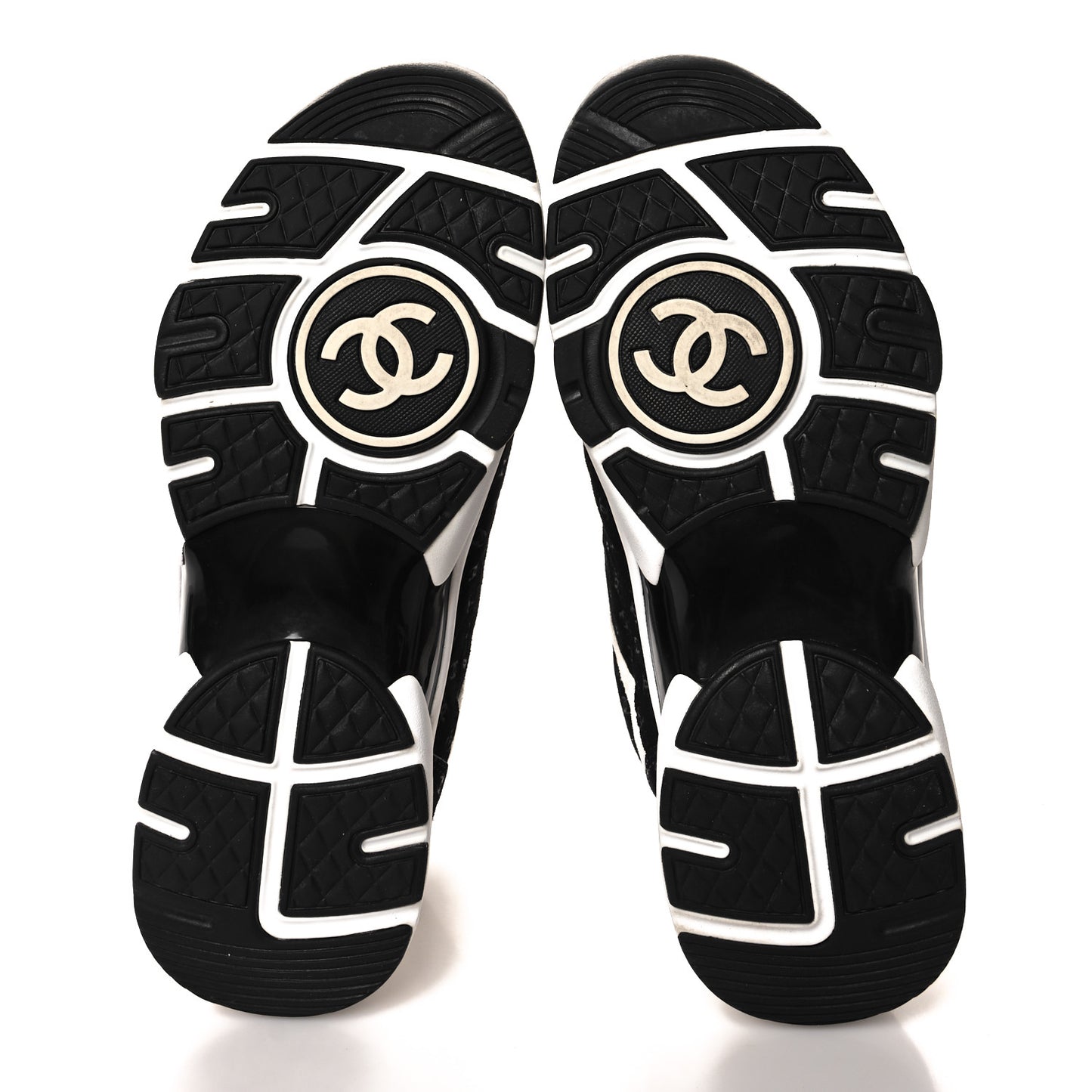 Suede Calfskin Printed CC Sneakers 38 White Black
