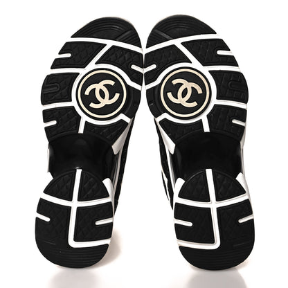 Chanel Suede Calfskin Printed CC Sneakers 38 White Black 5 of 8