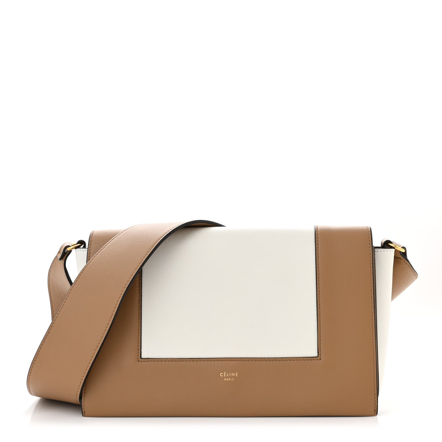 Celine Shiny Smooth Calfskin Medium Frame Shoulder Bag Tan Optic White 1 of 10