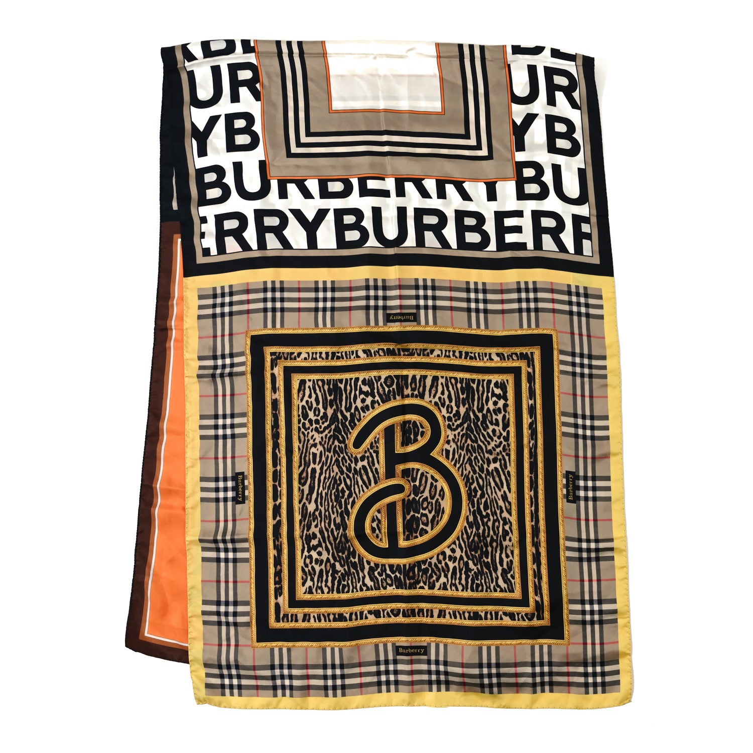 Burberry Silk Cannes Text Burberry Leopard Print Oblong Scarf Archive Beige 2 of 3