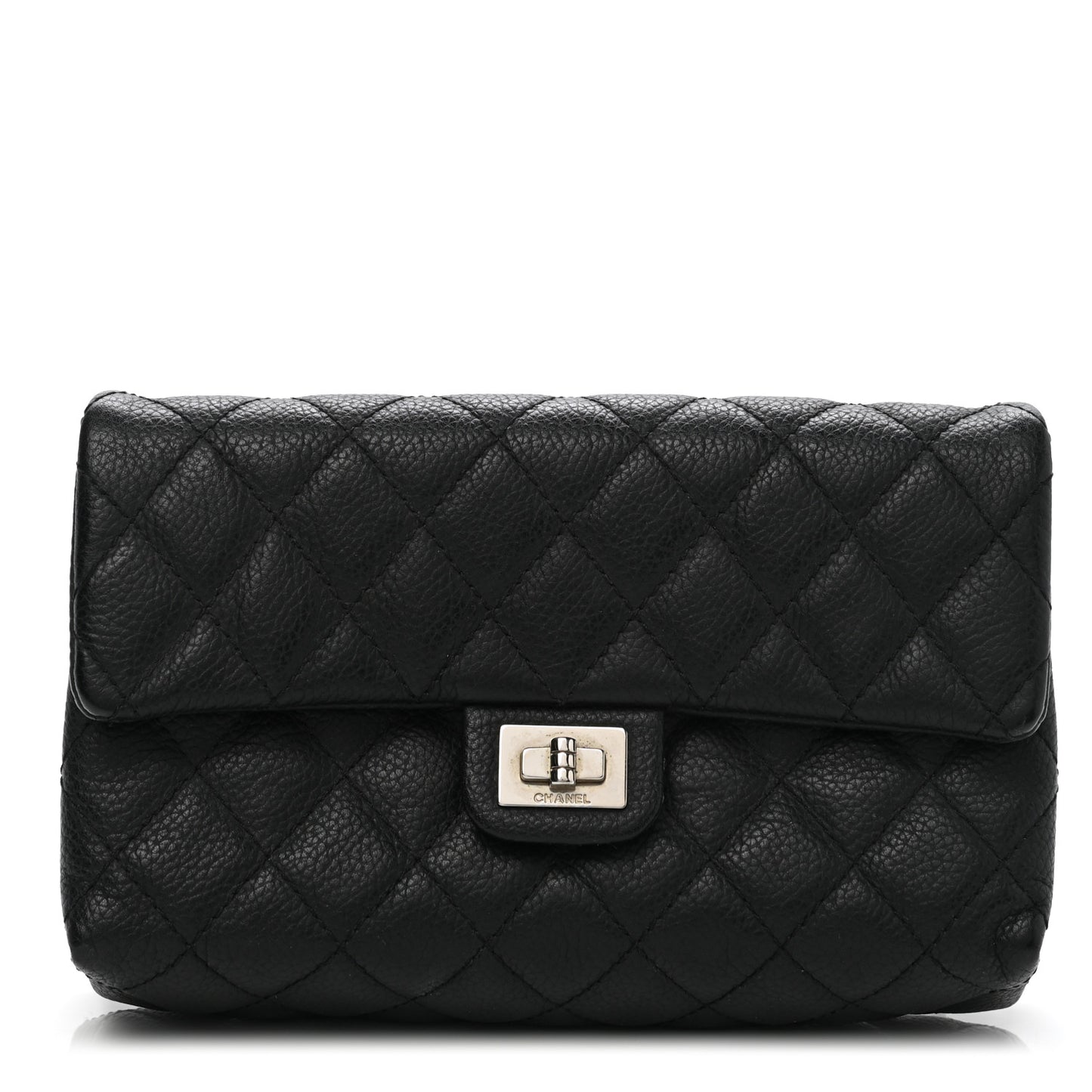 Grained Calfskin Quilted 2.55 Reissue Flap Belt Bag Clutch Black