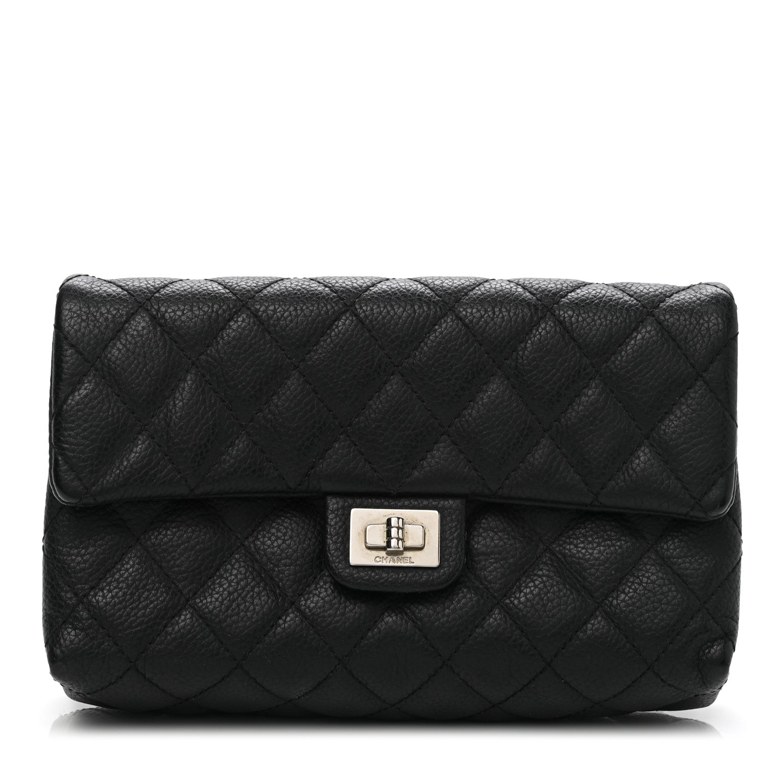 Chanel Grained Calfskin Quilted 2.55 Reissue Flap Belt Bag Clutch Black 1 of 8
