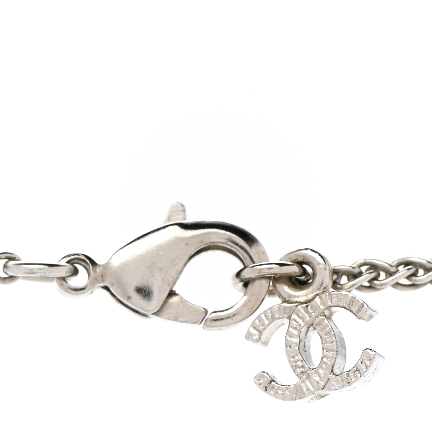 Chanel Crystal Baguette Pendant Necklace Black Silver 5 of 7