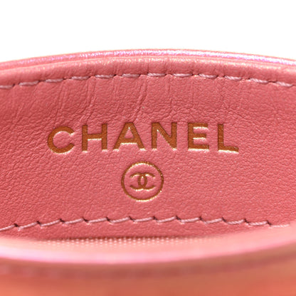 Chanel Iridescent Calfskin Quilted Chanel 19 Card Holder Pink 6 of 9