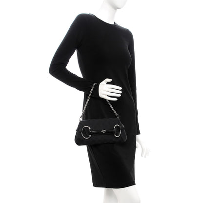 Gucci Monogram Horsebit Chain Clutch Black 2 of 9