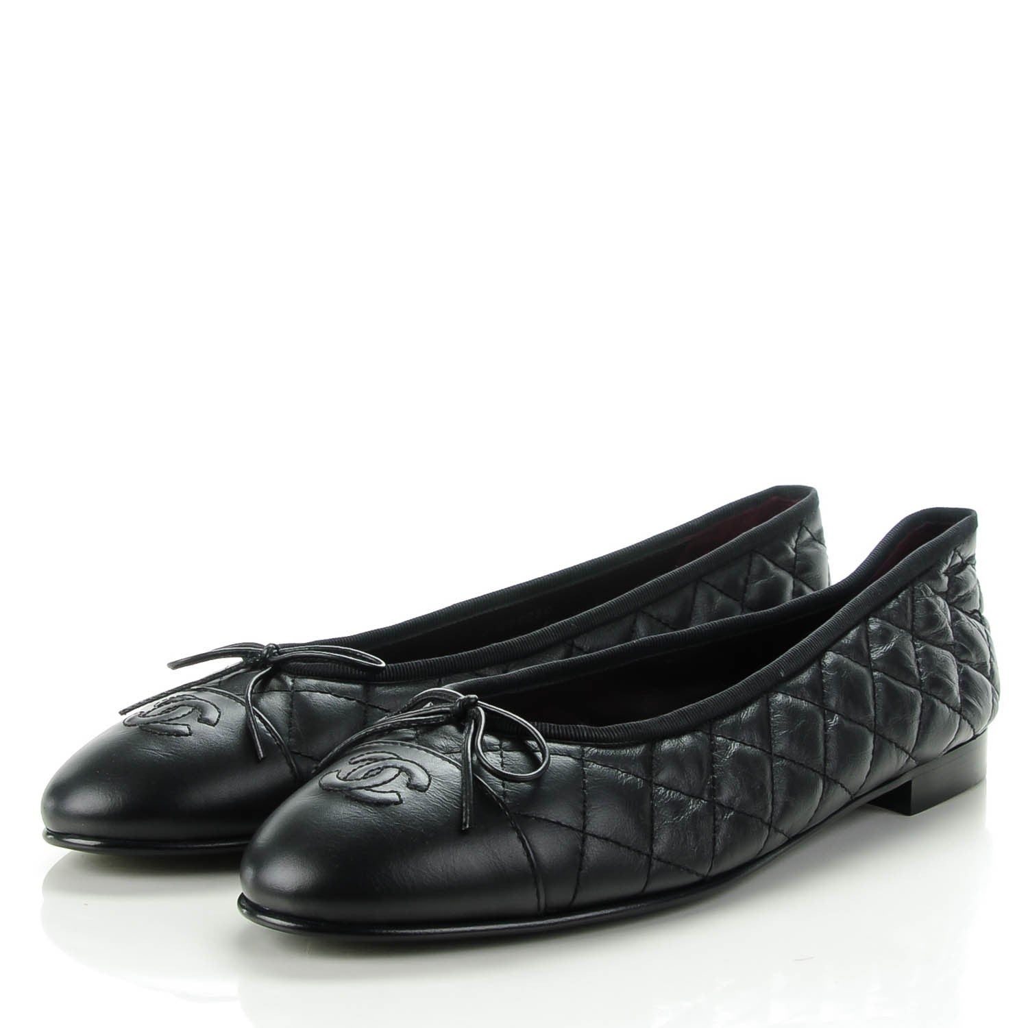 Chanel Quilted Lambskin CC Ballerina Flats 41.5 Black 3 of 8