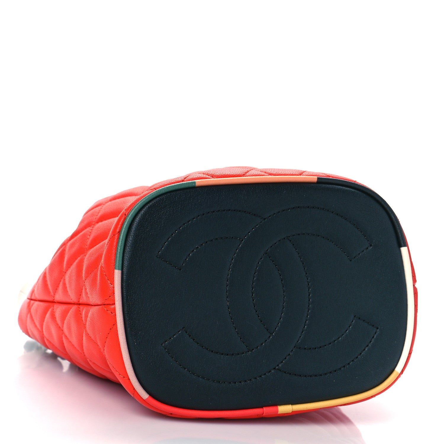 Chanel Lambskin Quilted Cuba Drawstring Tote Red White Blue 4 of 9