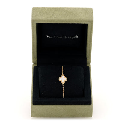 Van Cleef & Arpels 18K Yellow Gold Mother of Pearl Sweet Alhambra Bracelet 4 of 4