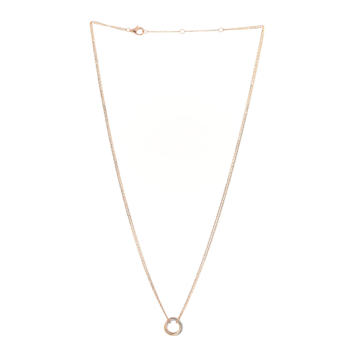 Cartier 18K Pink Yellow White Gold Trinity Double Chain Pendant Necklace 3 of 6