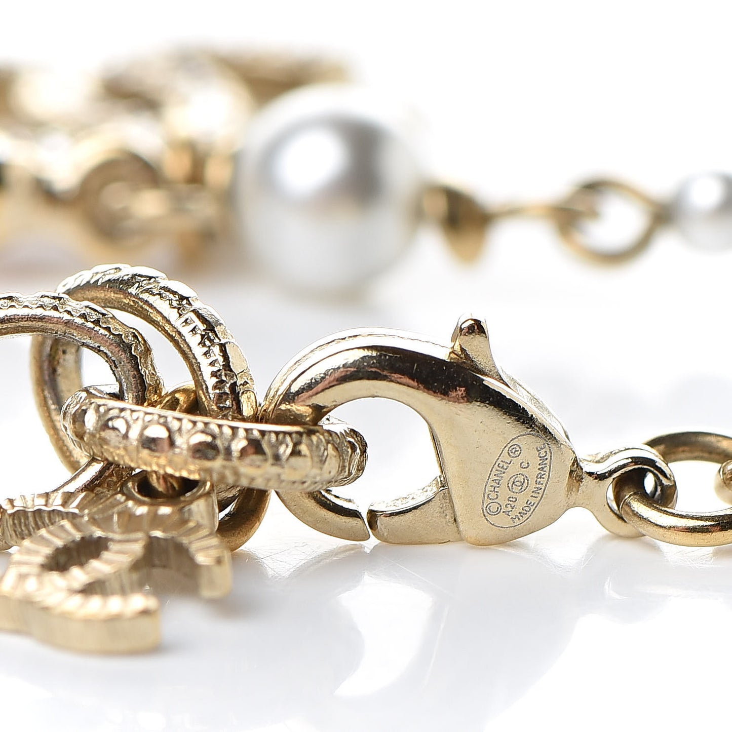 Pearl Crystal CC Star Bracelet Gold