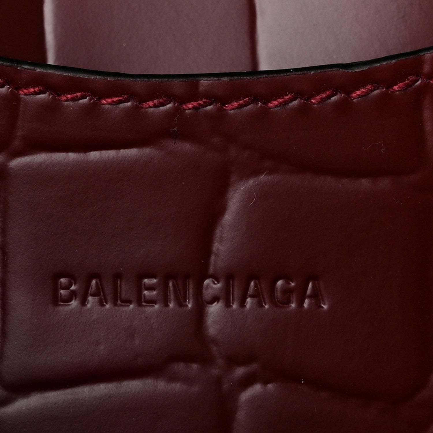 Balenciaga Semi Shiny Calfskin Crocodile Embossed Neo Classic Gold Hardware Mini City Dark Red 6 of 10