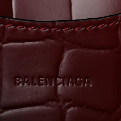 Balenciaga Semi Shiny Calfskin Crocodile Embossed Neo Classic Gold Hardware Mini City Dark Red 6 of 10