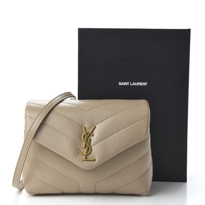 Saint Laurent Calfskin Y Quilted Monogram Toy Loulou Crossbody Bag Dark Beige 10 of 10