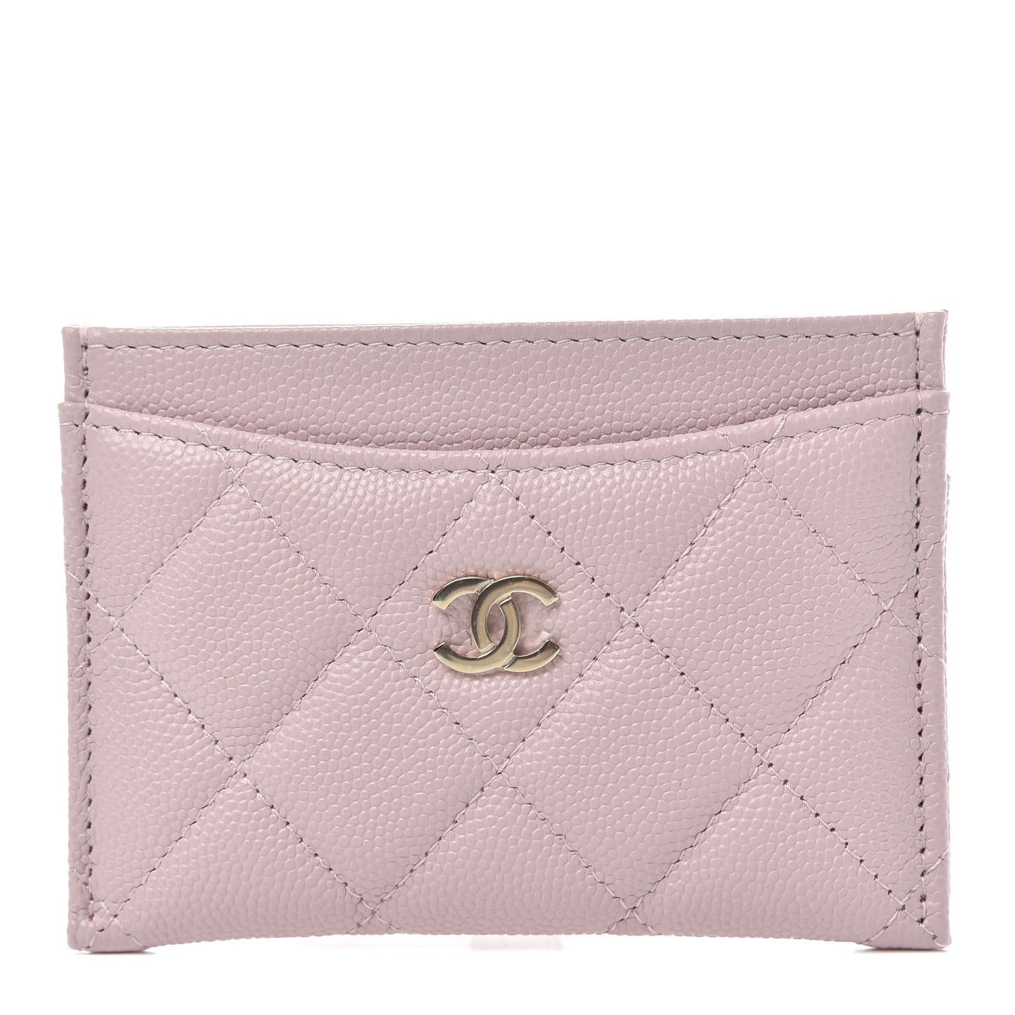 Caviar Quilted Card Holder Light Pink