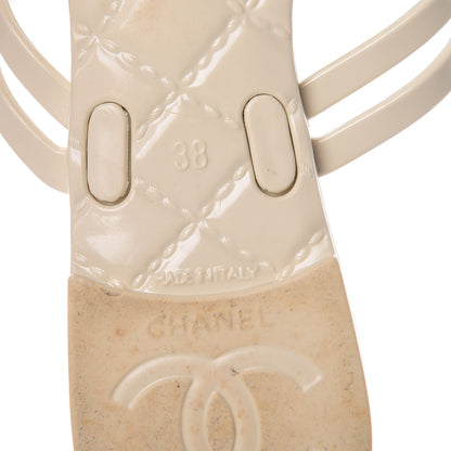 Chanel Jelly Camellia Thong Sandals 38 Ivory Black 8 of 15