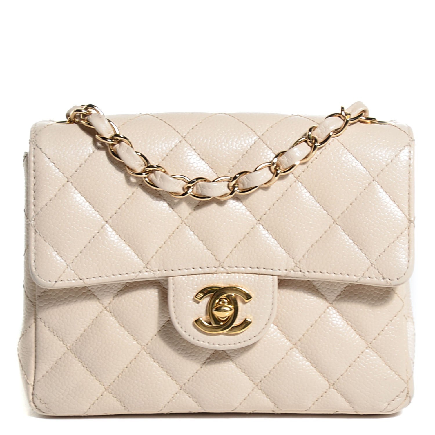 Chanel Caviar Quilted Mini Square Flap Beige 1 of 9