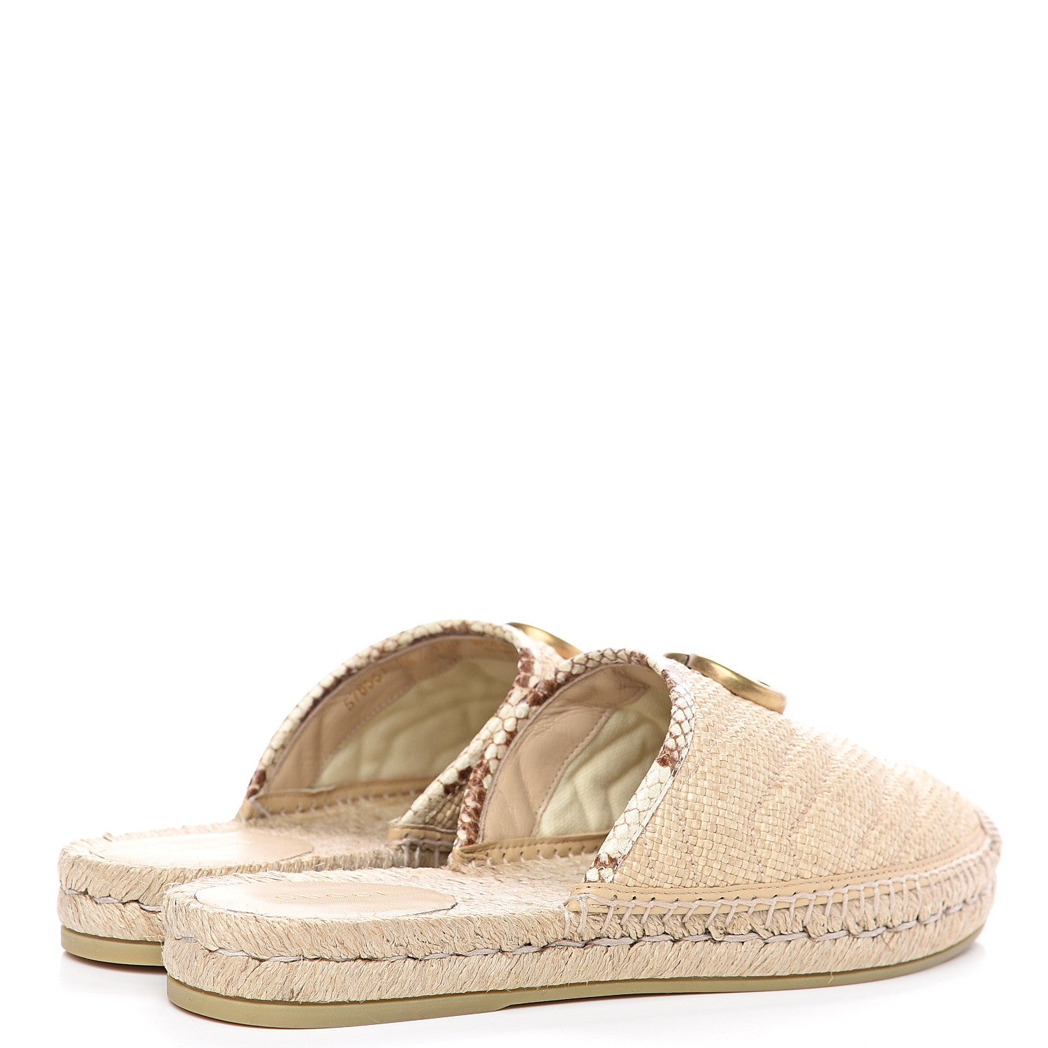 Gucci Straw Elaphe Matelasse GG Marmont Espadrille Slippers 38.5 Natural Cream Brown 4 of 9
