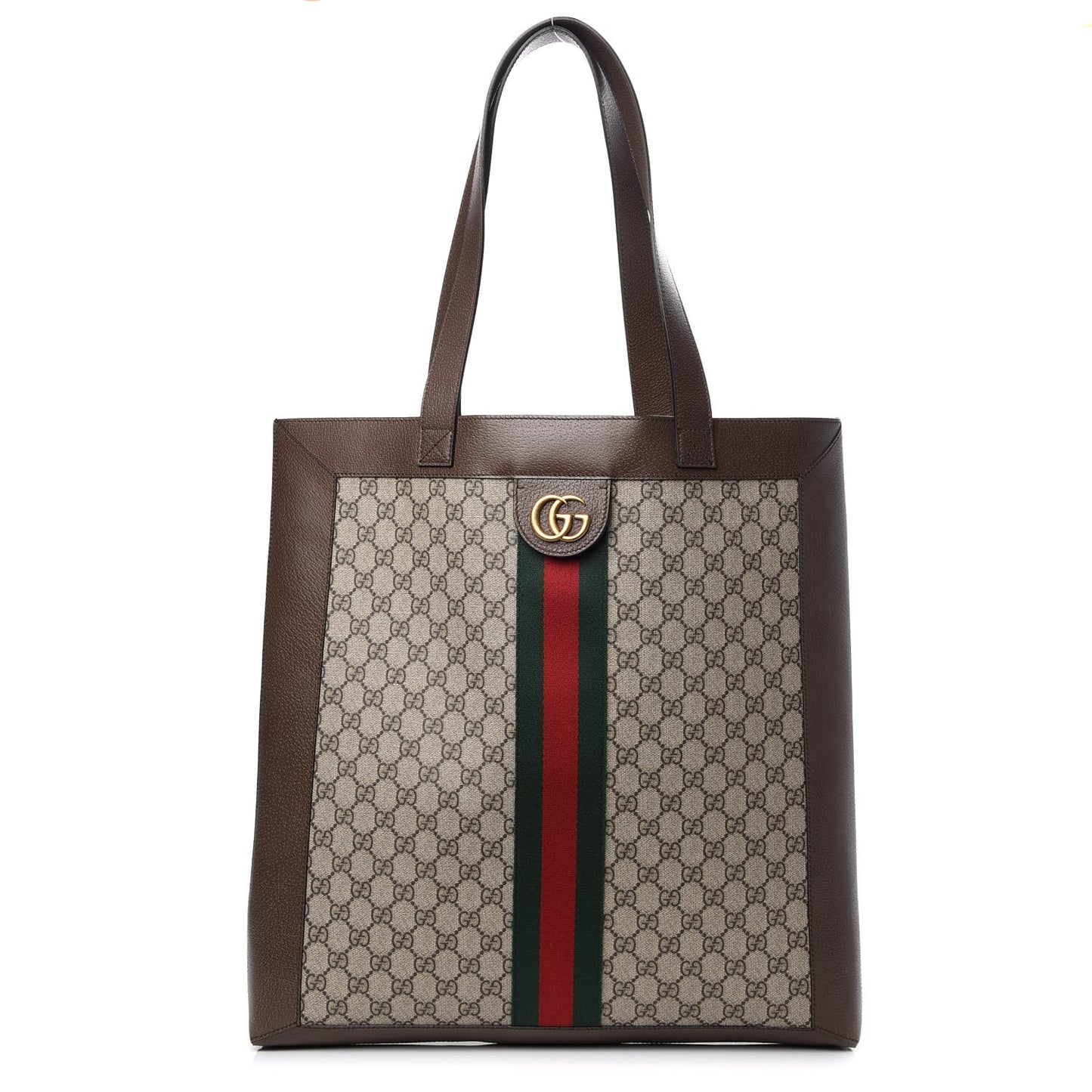 GG Supreme Monogram Web Large Ophidia Vertical Shopping Tote Brown