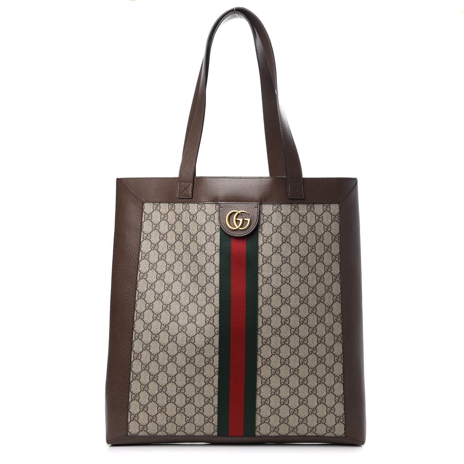 Gucci GG Supreme Monogram Web Large Ophidia Vertical Shopping Tote Brown 1 of 8
