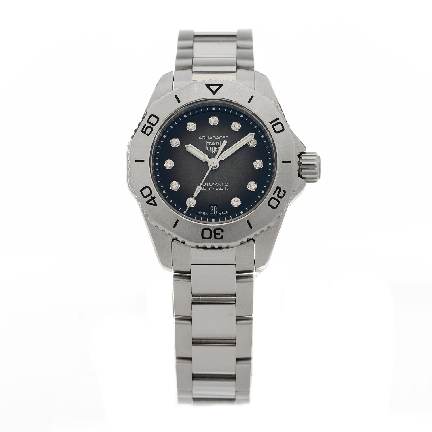 Tag Heuer Stainless Steel Diamond 30mm Aquaracer Professional 200 Automatic Watch Black WBP2410 1 of 5