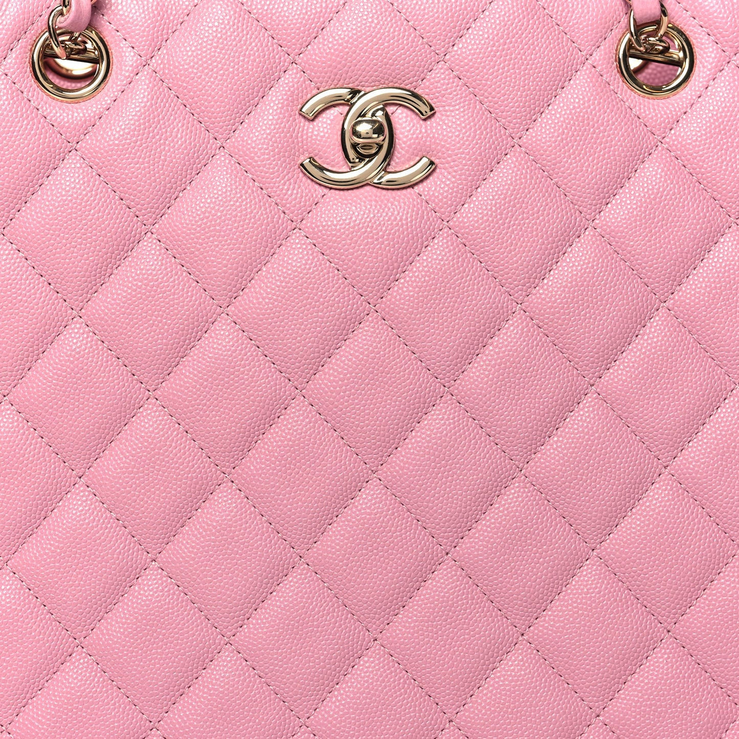 Caviar Quilted Large CC Shopping Tote Pink