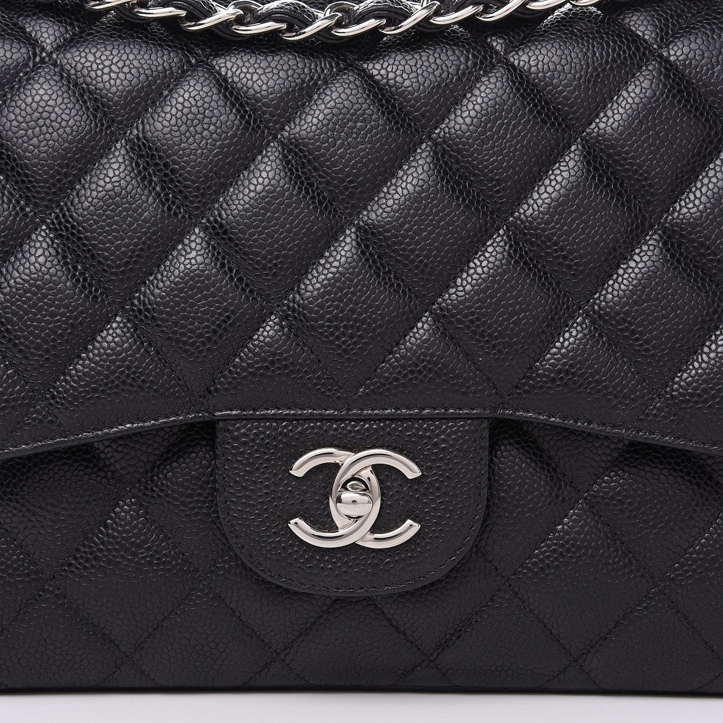 Caviar Quilted Jumbo Double Flap Black